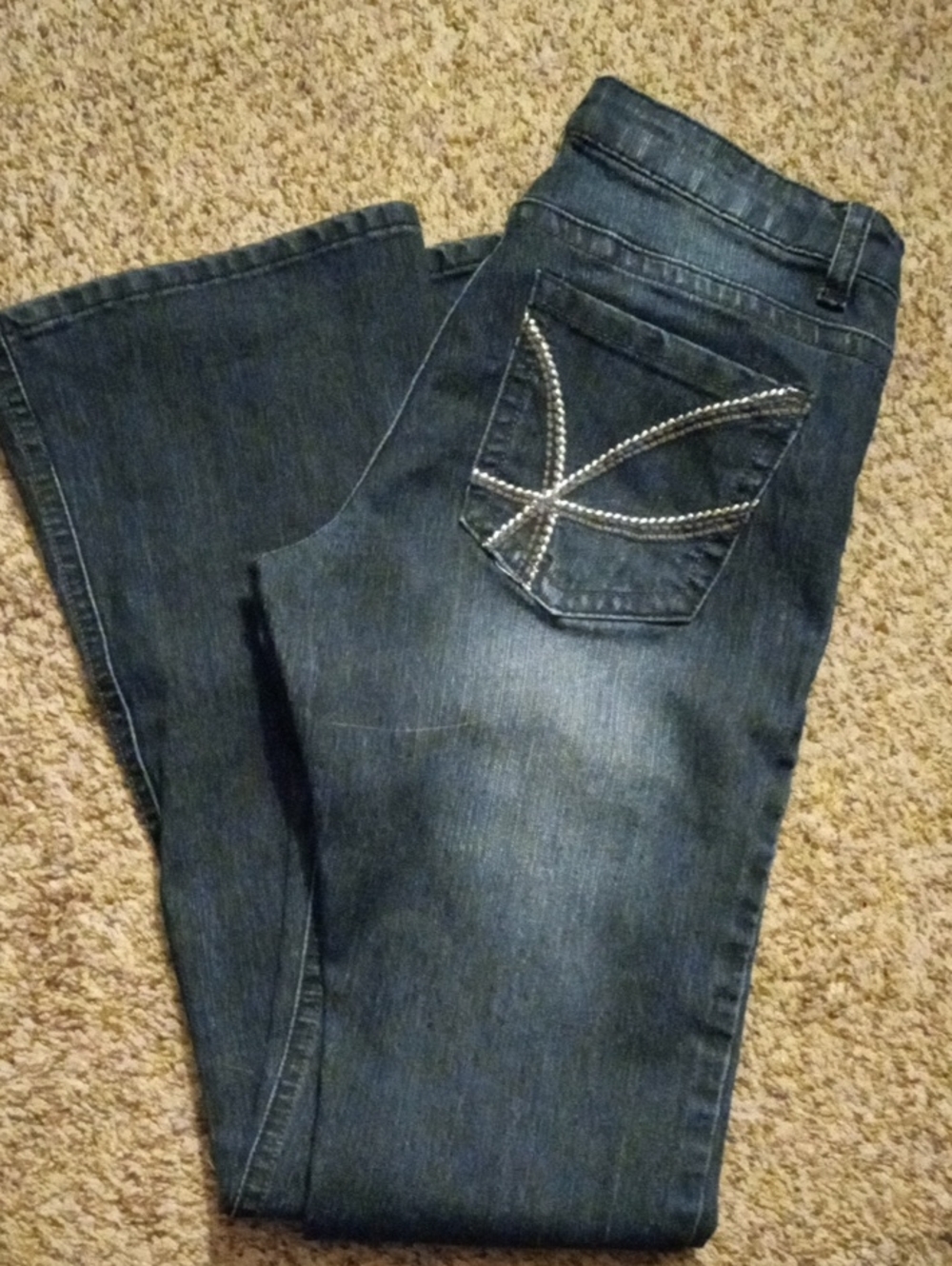 Women's Dark Wash Jeans with Embellished Back Pocket